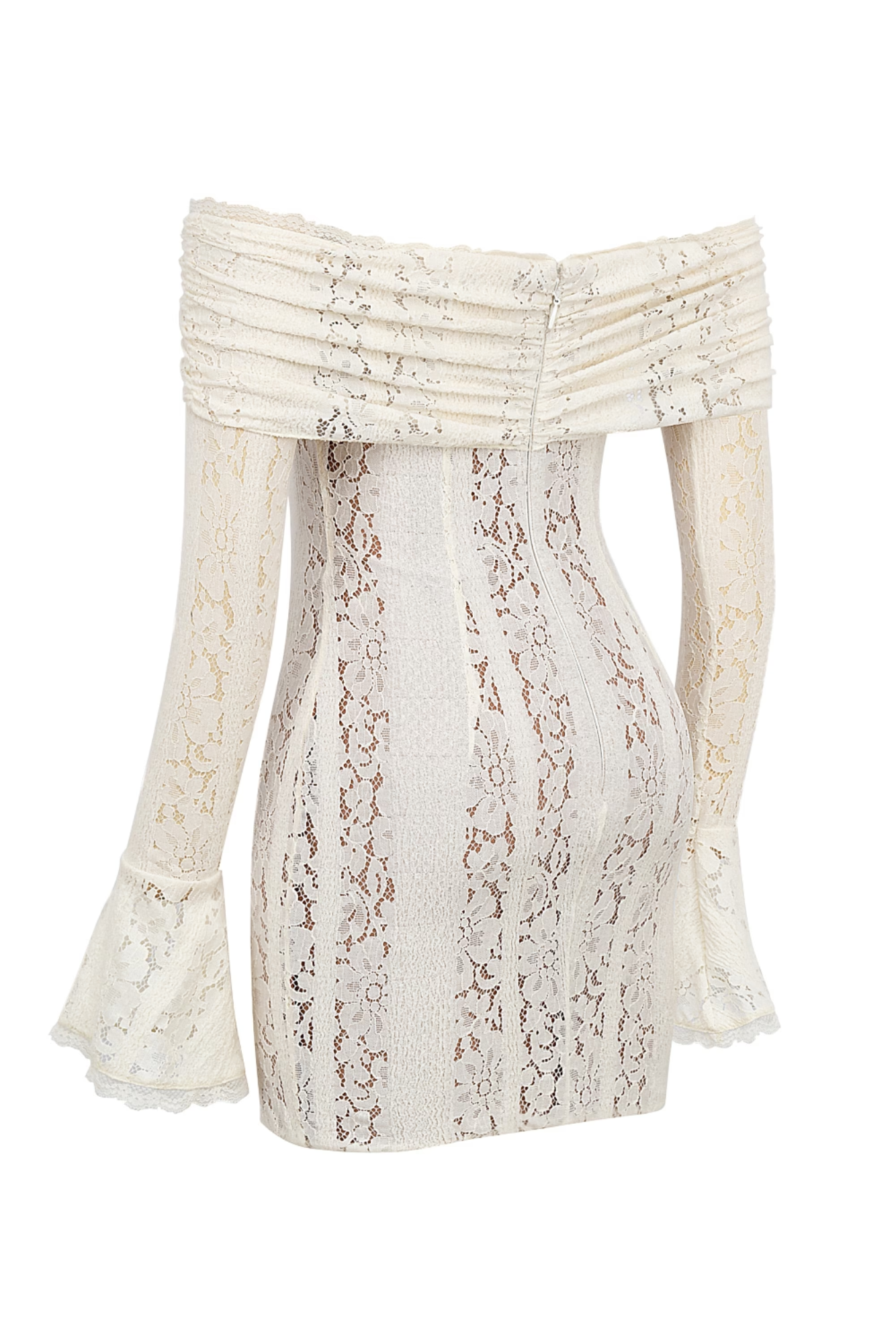 Valerienne – Off-shoulder lace – Mini dress-10183970324807-Ivory Ombre