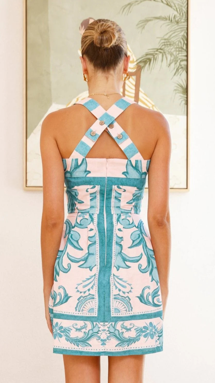 Valettea – Baroque print – Mini sundress-10199179067719-Ivory Ombre
