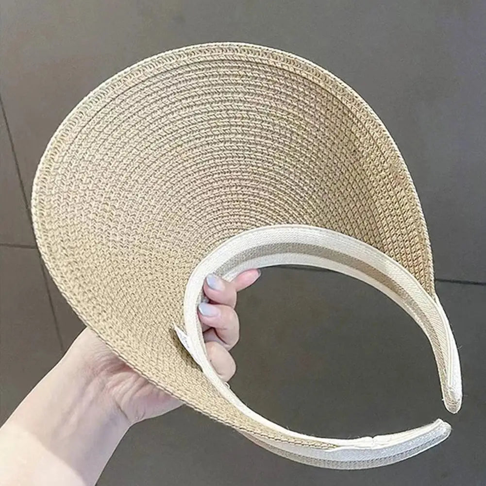 Valine – Sporty stripe – Straw sun visor-10174850466119-Ivory Ombre
