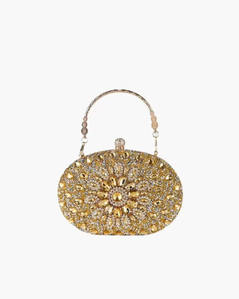 Vega – Floral motif – Gemstone evening clutch-10174667194695-Ivory Ombre
