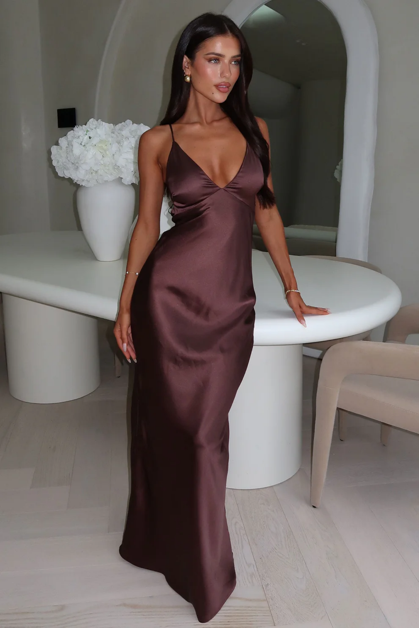 Velliera – Satin allure – Maxi dress-10174868750663-Ivory Ombre
