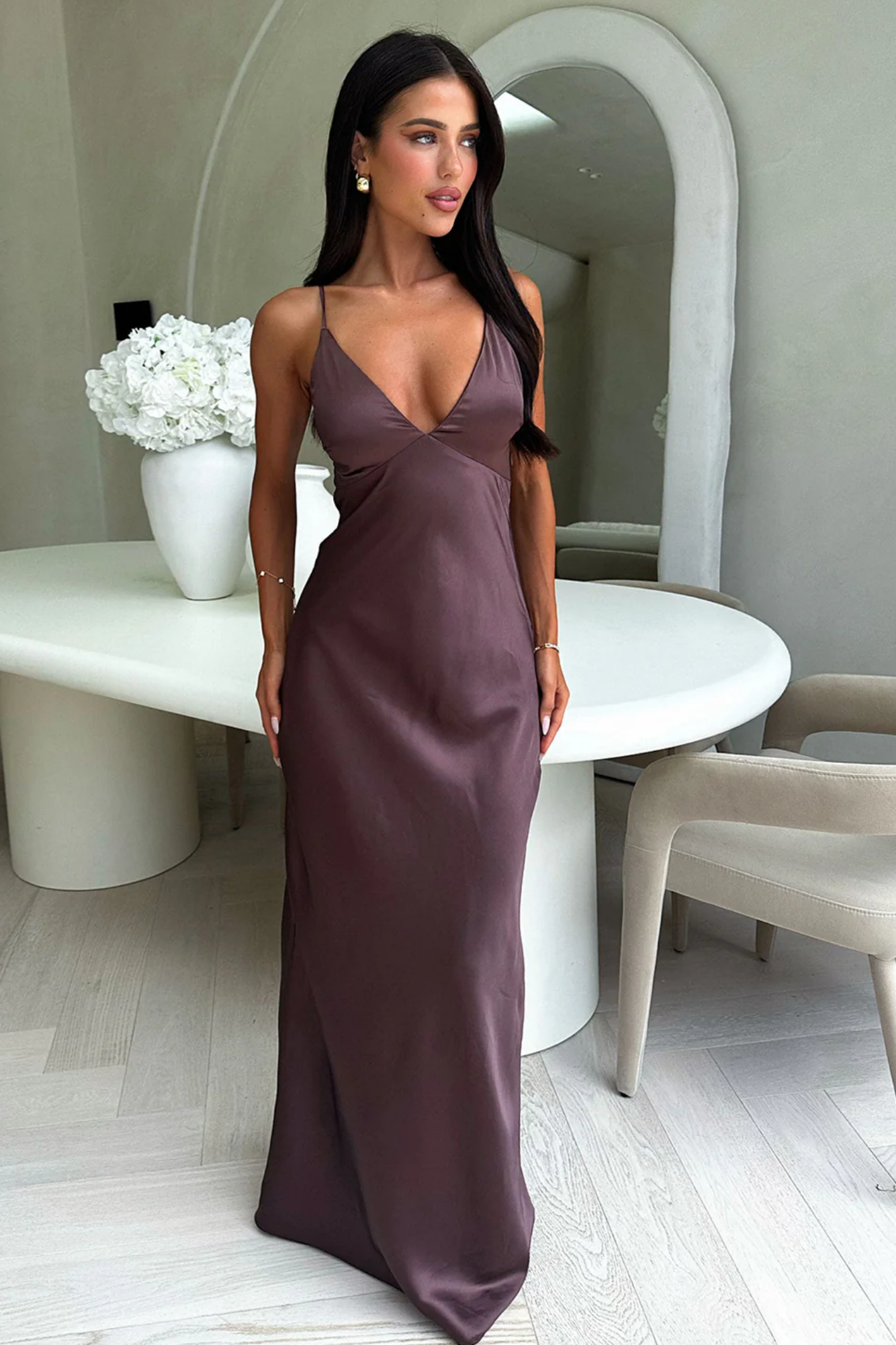 Velliera – Satin allure – Maxi dress-10174868750663-Ivory Ombre