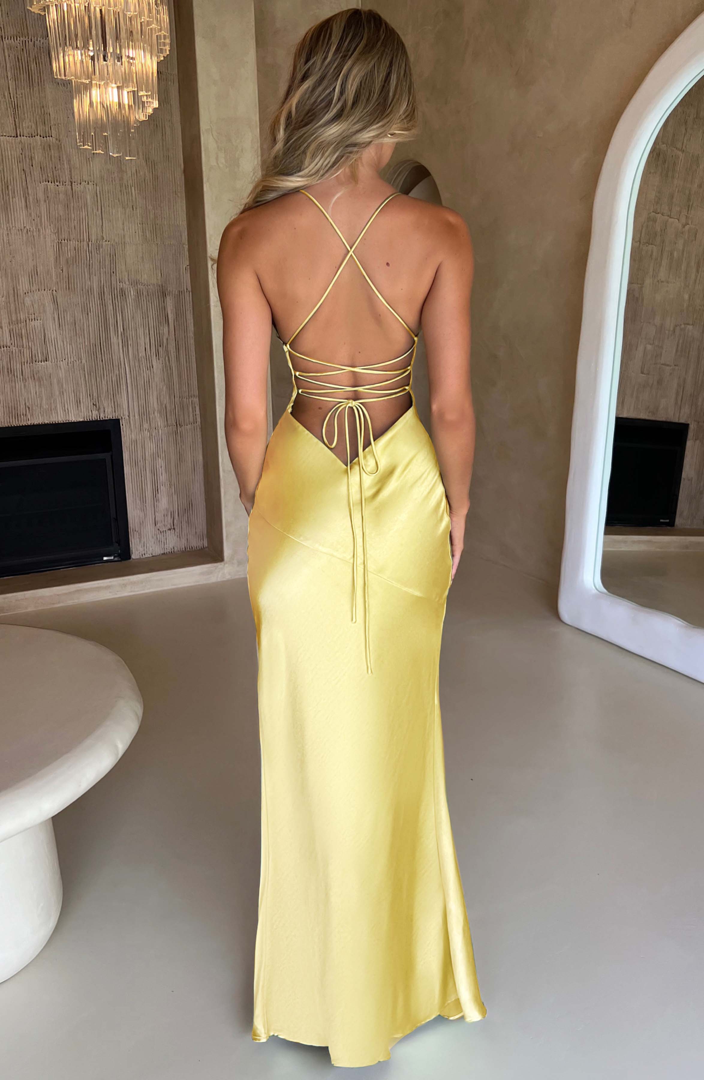 Verdelisse – Satin split – Spaghetti strap gown-10174857675079-Ivory Ombre