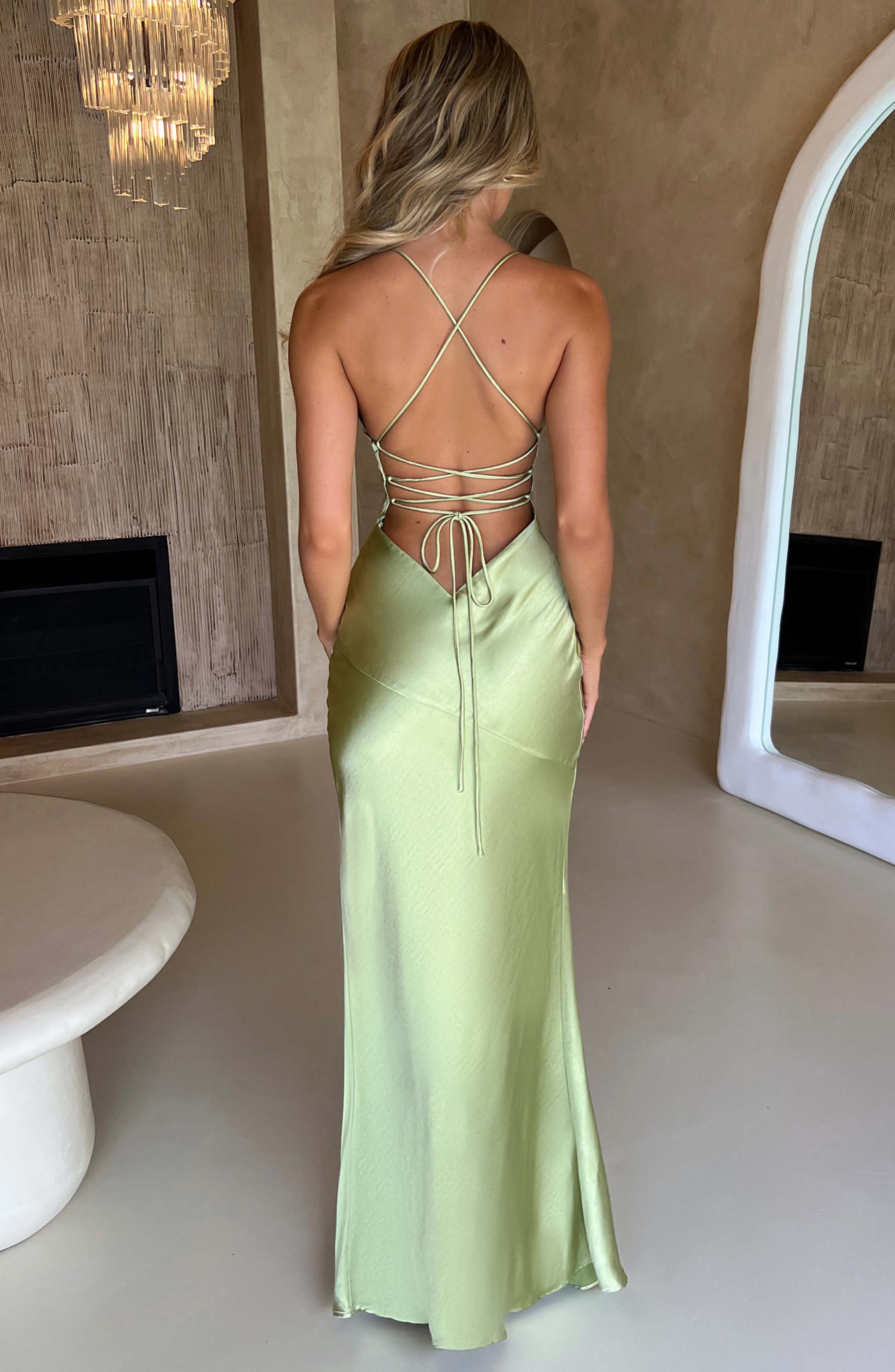 Verdelisse – Satin split – Spaghetti strap gown-10174857675079-Ivory Ombre