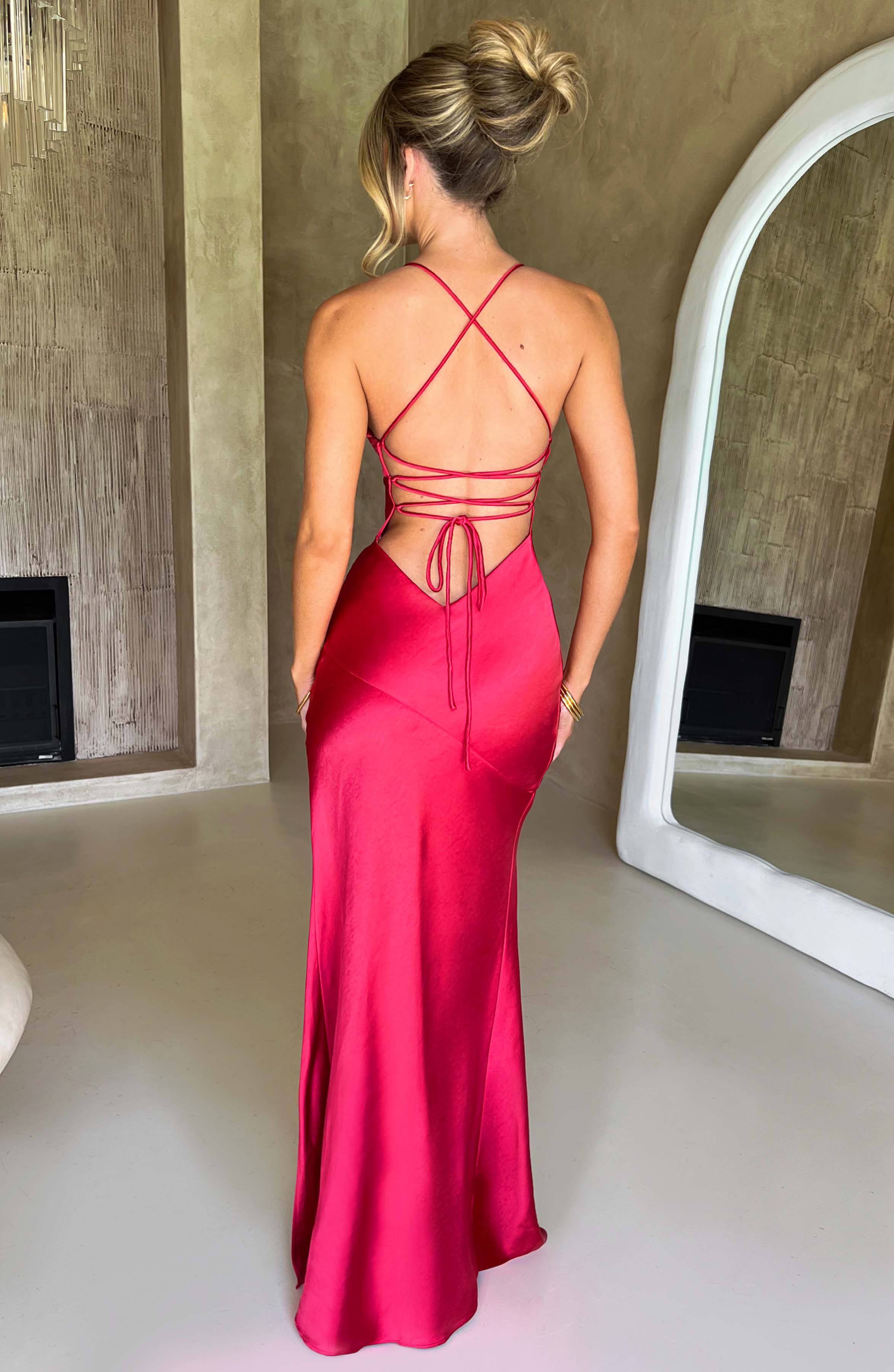 Verdelisse – Satin split – Spaghetti strap gown-10174857675079-Ivory Ombre