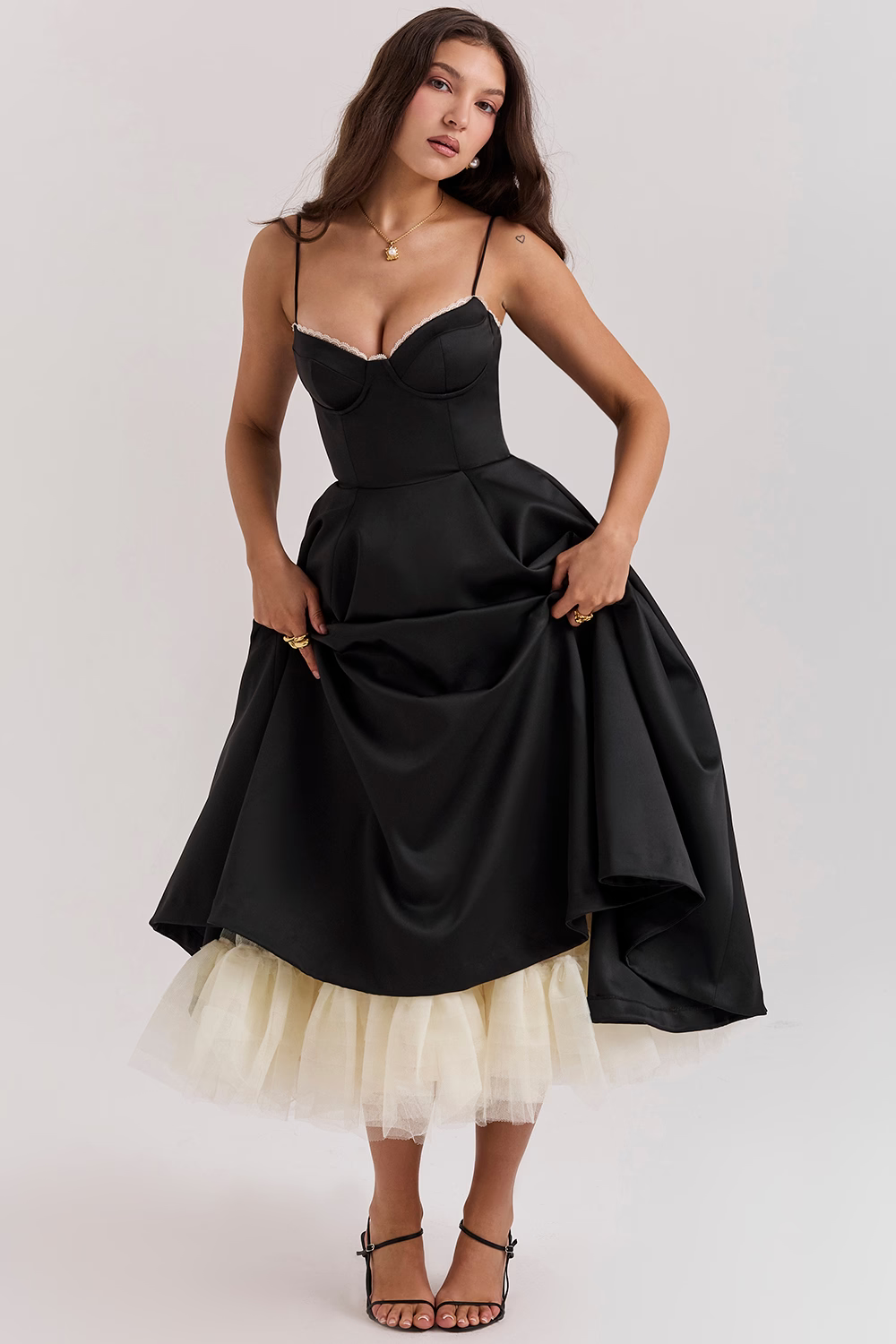Verdetta – Corset bodice – Midi cocktail dress-10174851776839-Ivory Ombre