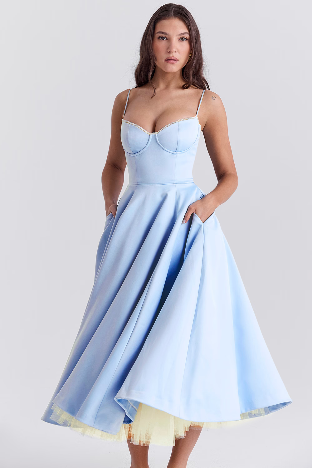 Verdetta – Corset bodice – Midi cocktail dress-10174851776839-Ivory Ombre