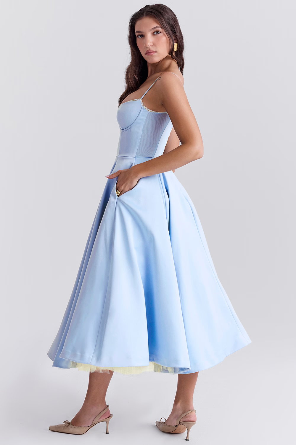 Verdetta – Corset bodice – Midi cocktail dress-10174851776839-Ivory Ombre