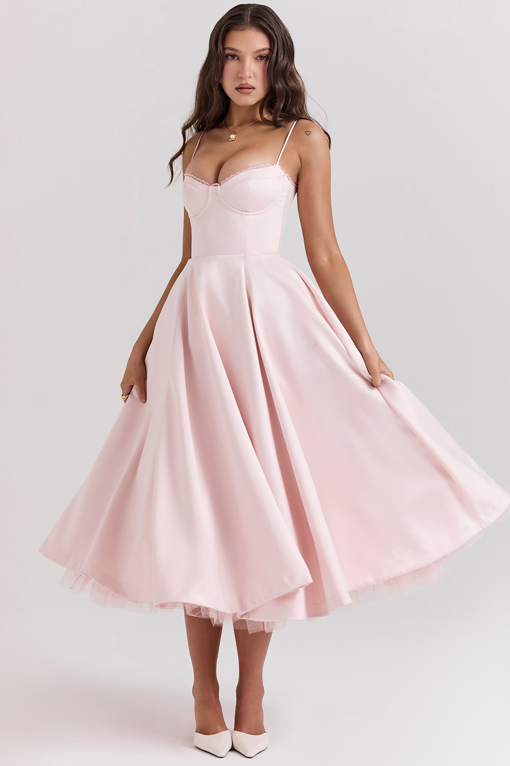 Verdetta – Corset bodice – Midi cocktail dress-10174851776839-Ivory Ombre