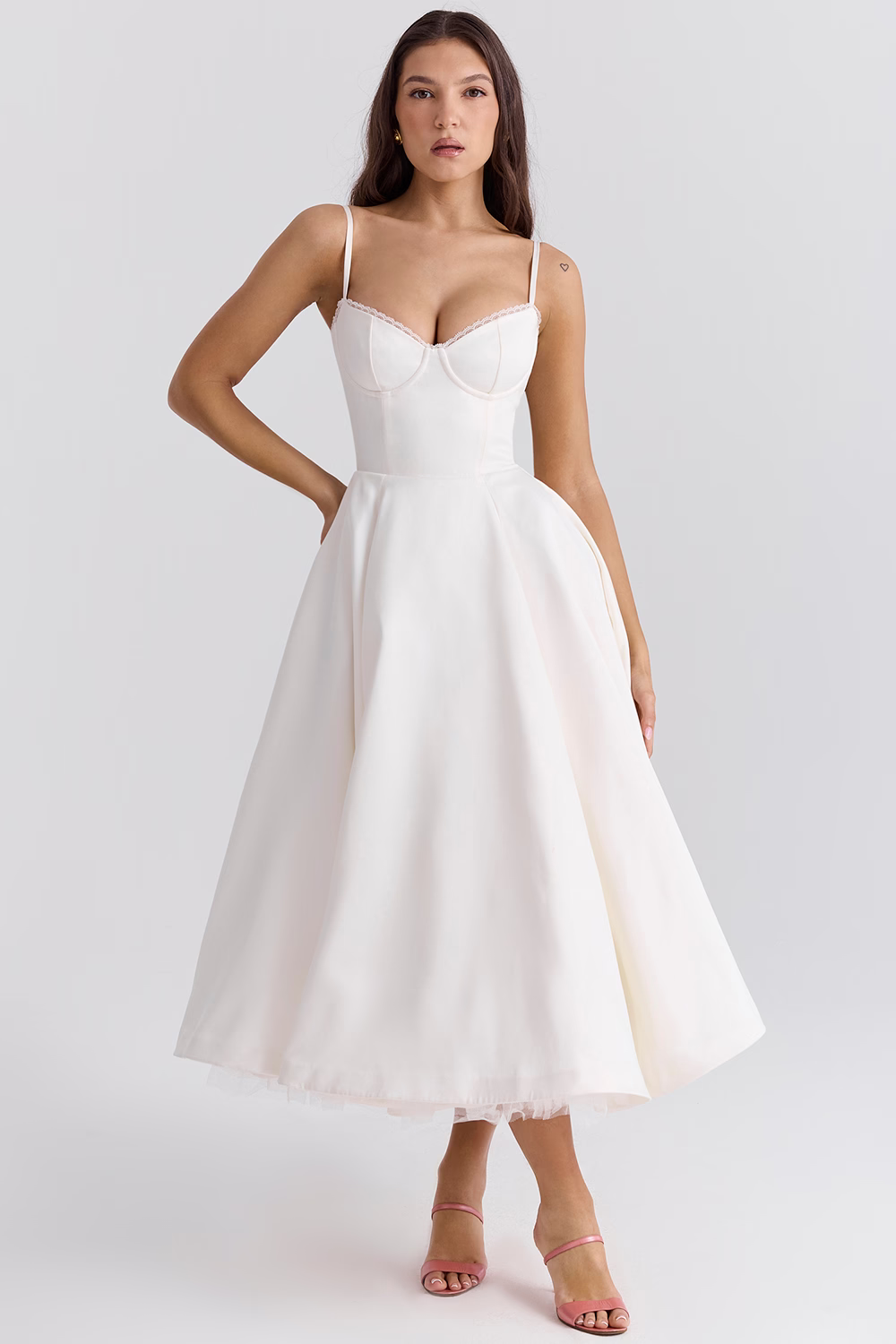 Verdetta – Corset bodice – Midi cocktail dress-10174851776839-Ivory Ombre