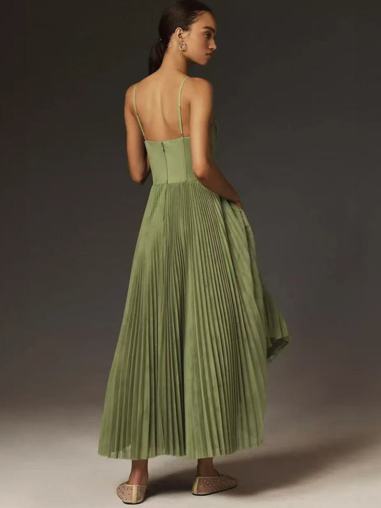 Verelisse – Pleated romance – Corset midi dress-10174856200519-Ivory Ombre