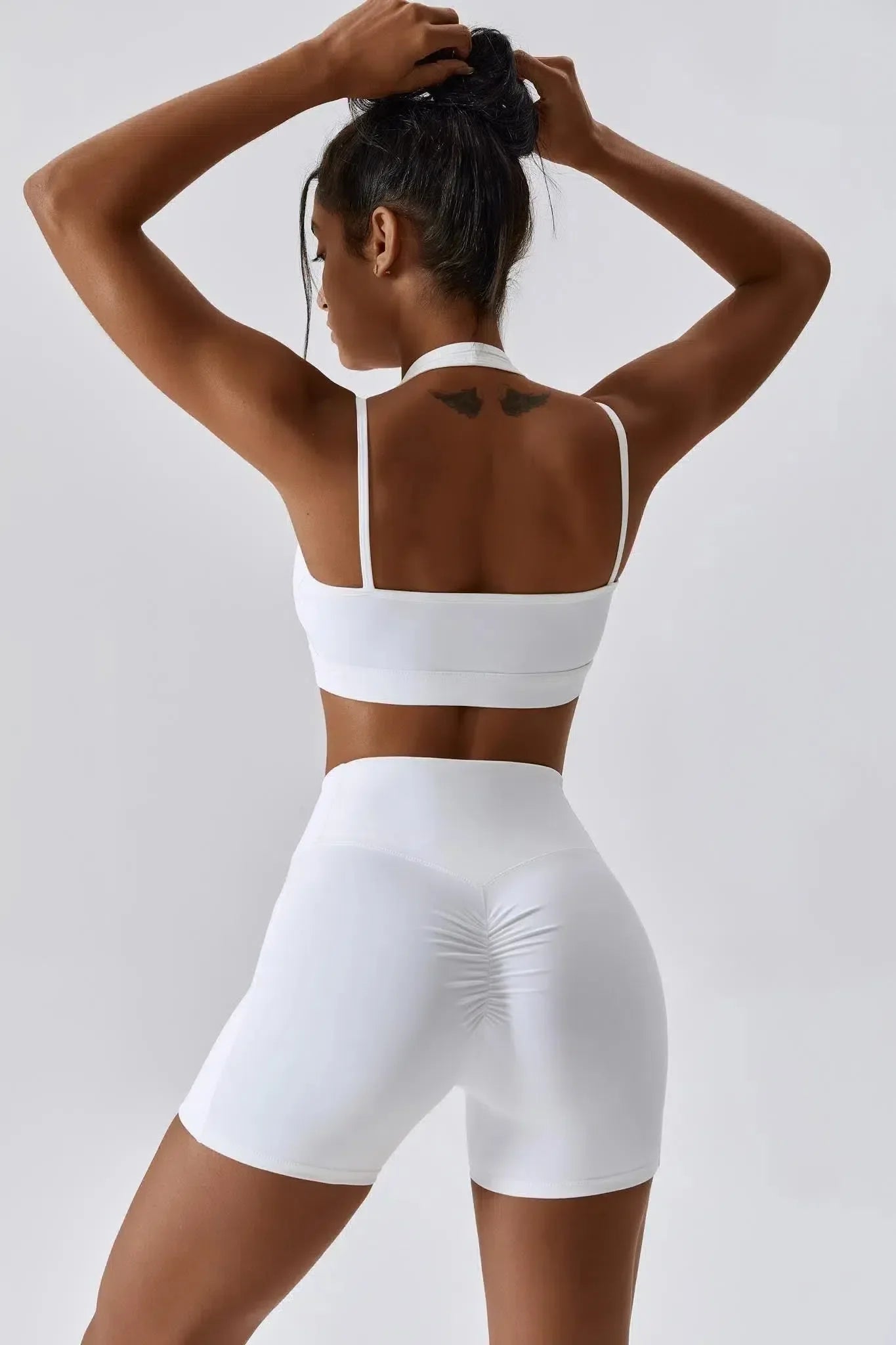 Vesper – Crossover waistband – High-waisted shorts-10174784176455-Ivory Ombre