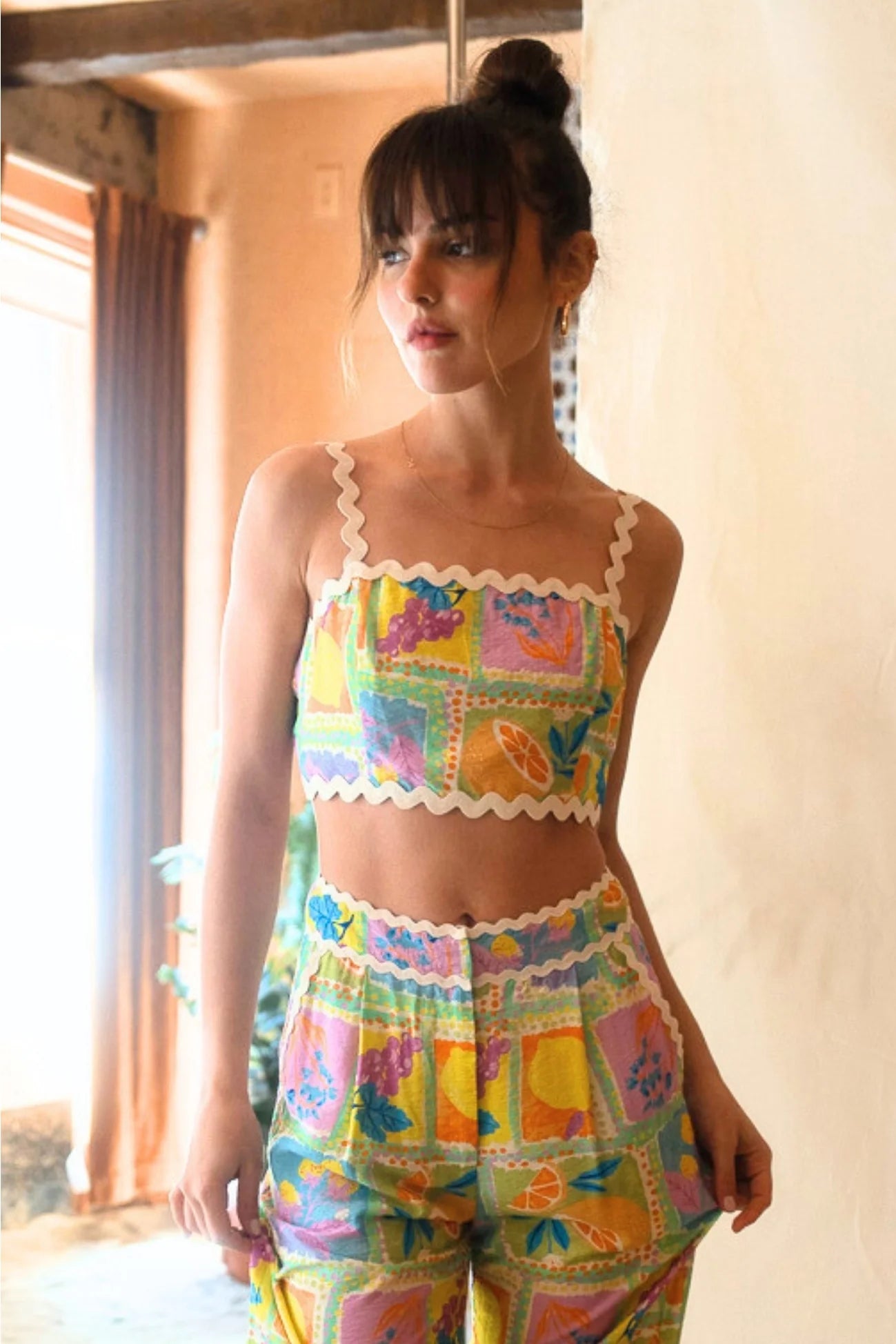 Vianetta – Pastel postcard print – Co-ord set-10199178772807-Ivory Ombre