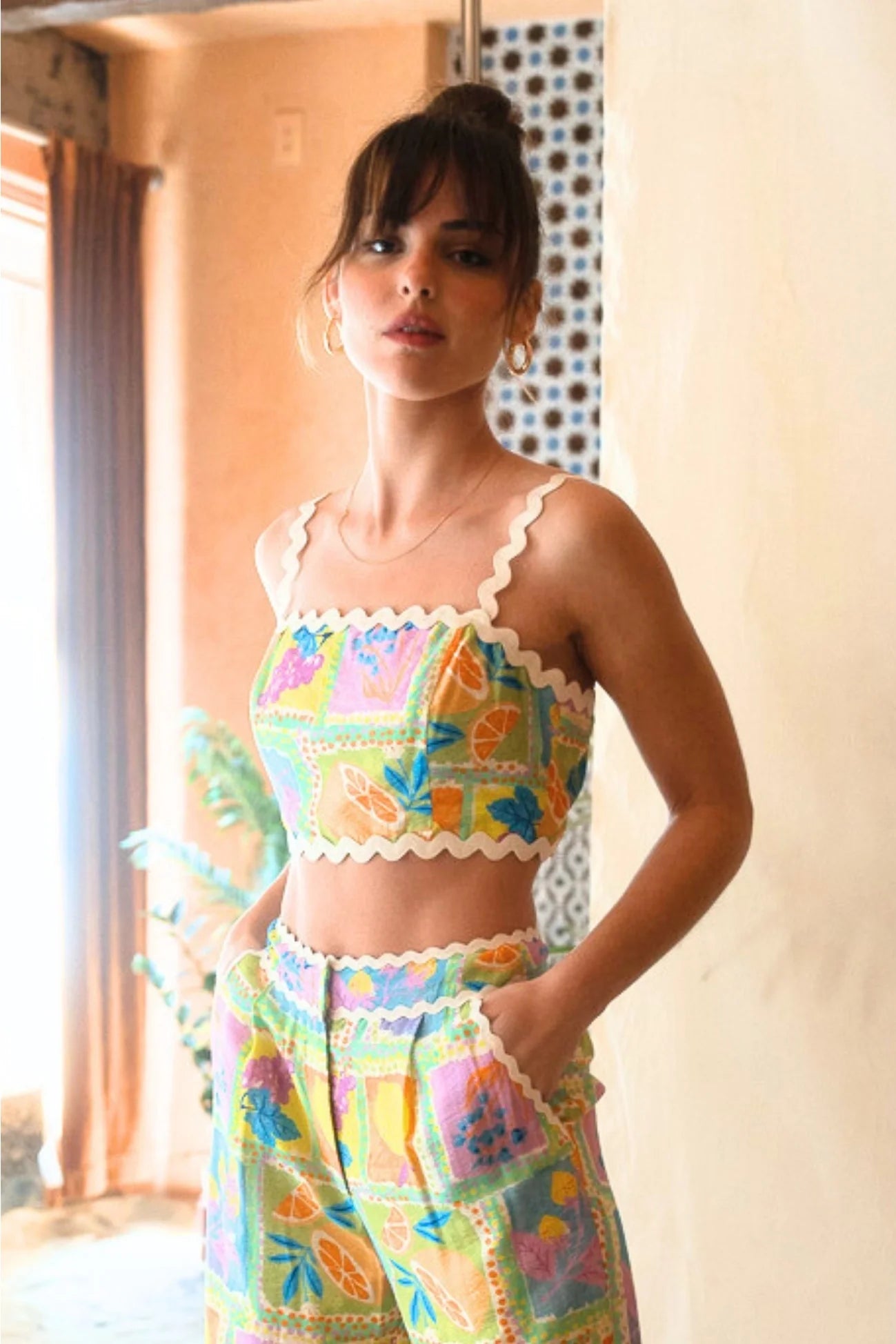 Vianetta – Pastel postcard print – Co-ord set-10199178772807-Ivory Ombre
