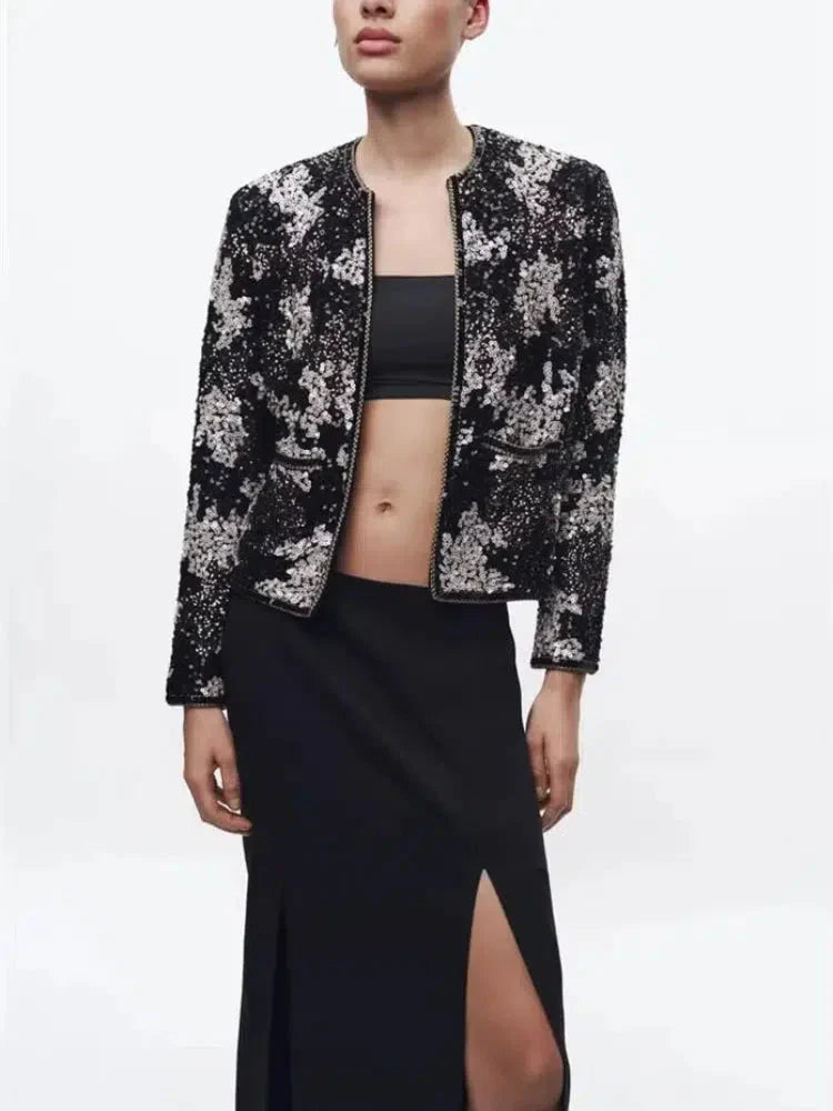 Viatrix – Shimmering design – Sequin jacket-10174770905415-Ivory Ombre