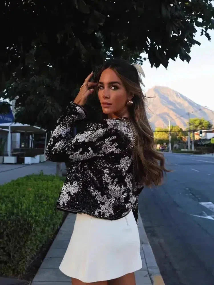 Viatrix – Shimmering design – Sequin jacket-10174770905415-Ivory Ombre