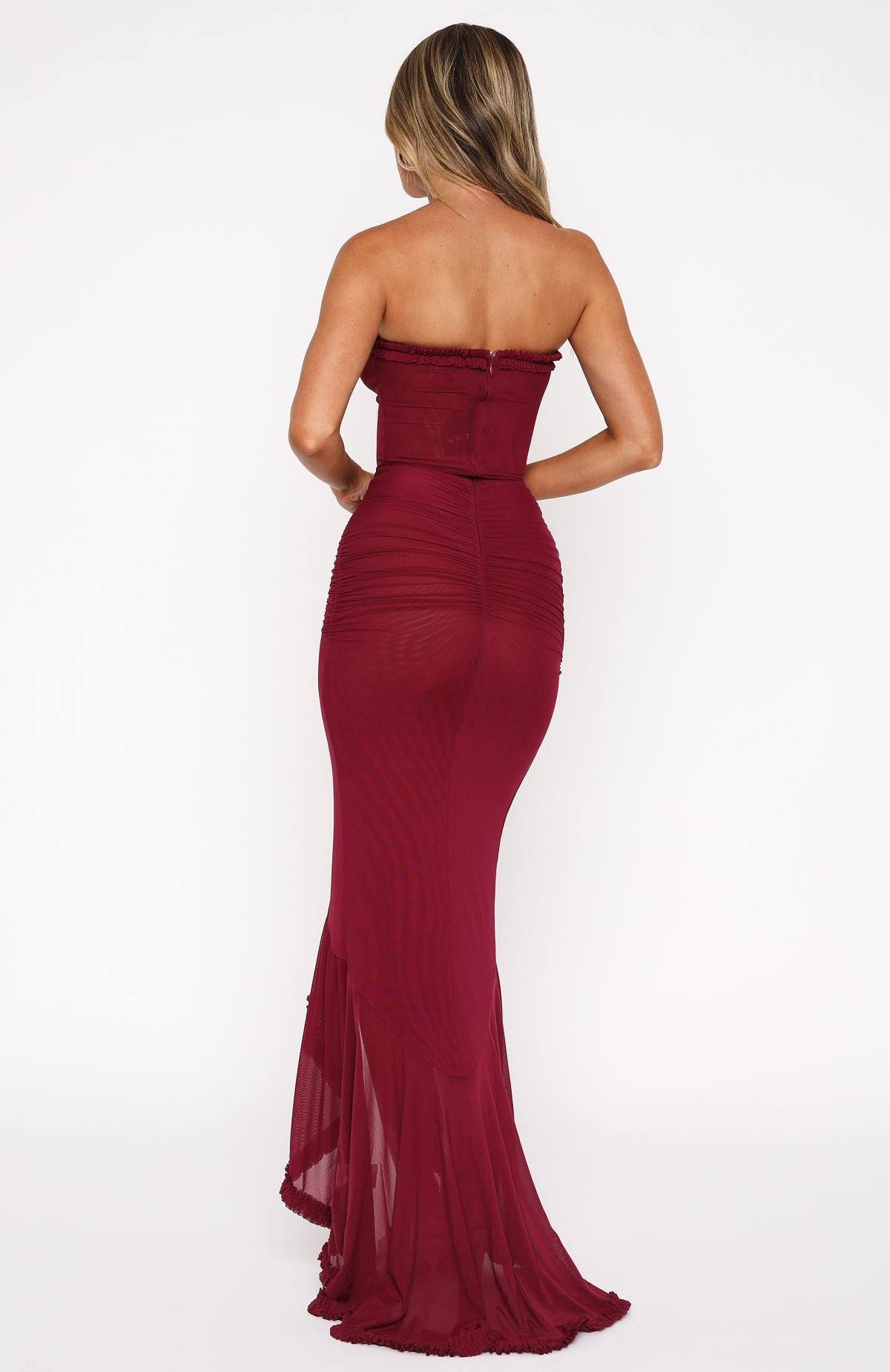 Vinarelle – Ruffled front – Strapless evening dress-10174857478471-Ivory Ombre