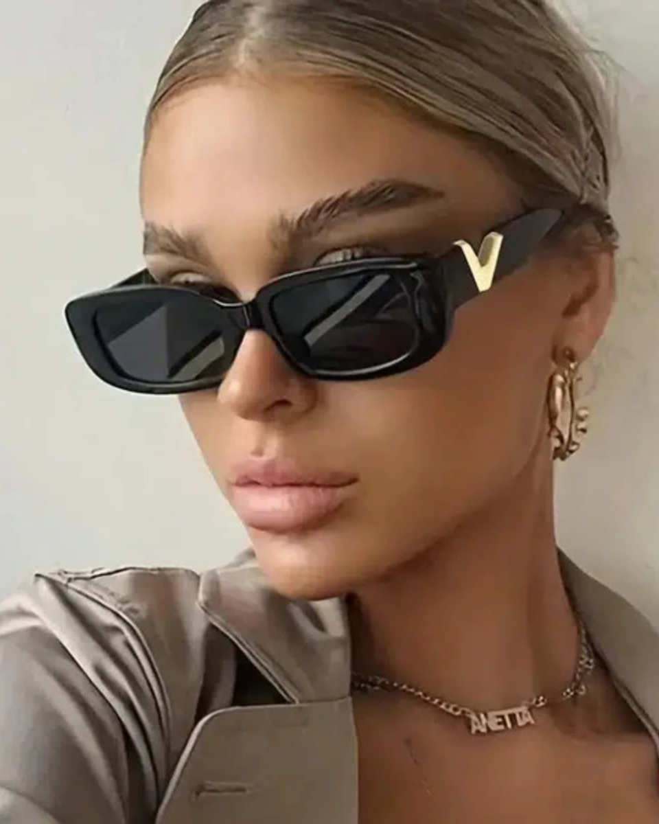 Viola – Gold V-accent oval frame – Sunglasses-10173345726791-Ivory Ombre