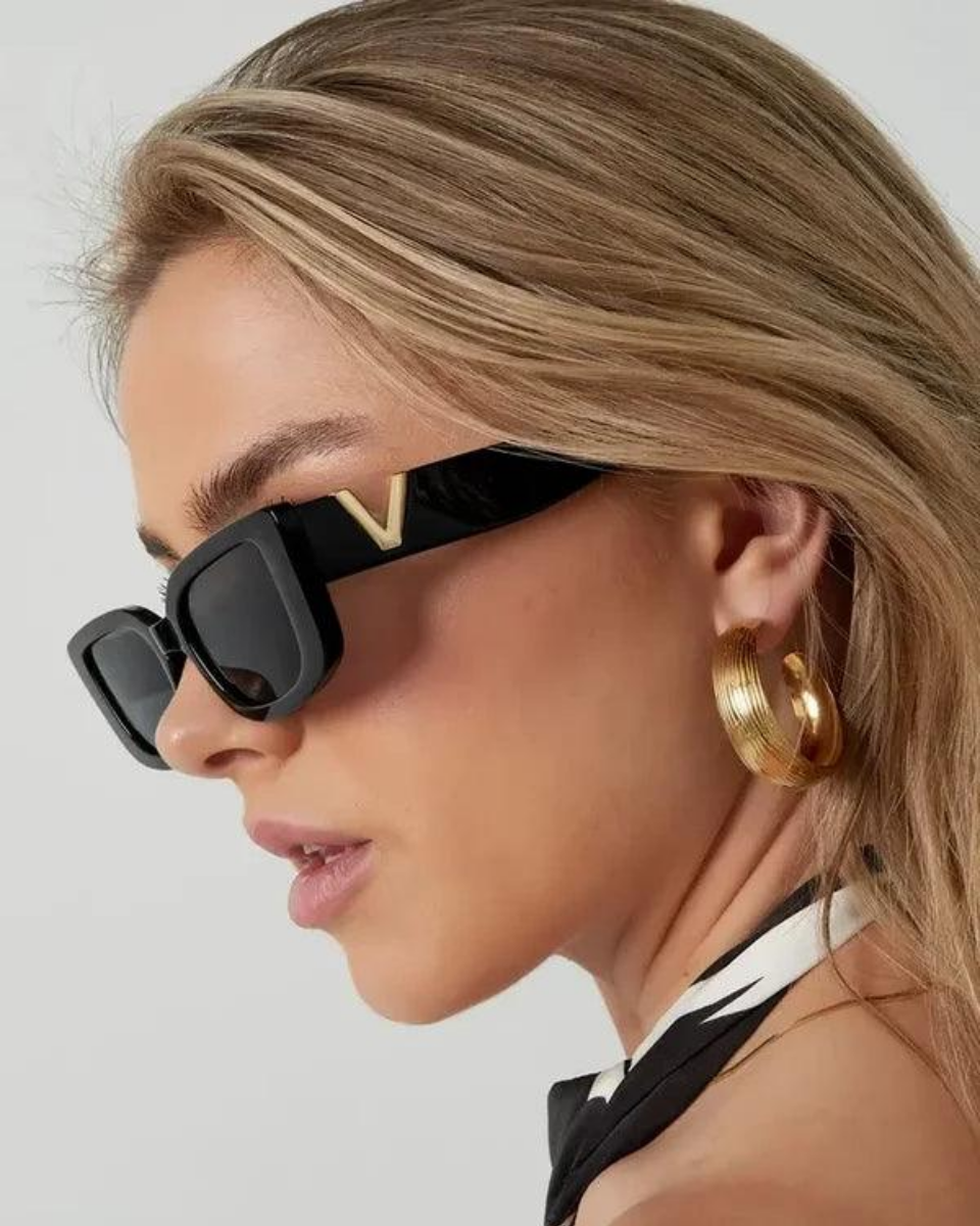 Viola – Gold V-accent oval frame – Sunglasses-10173345726791-Ivory Ombre