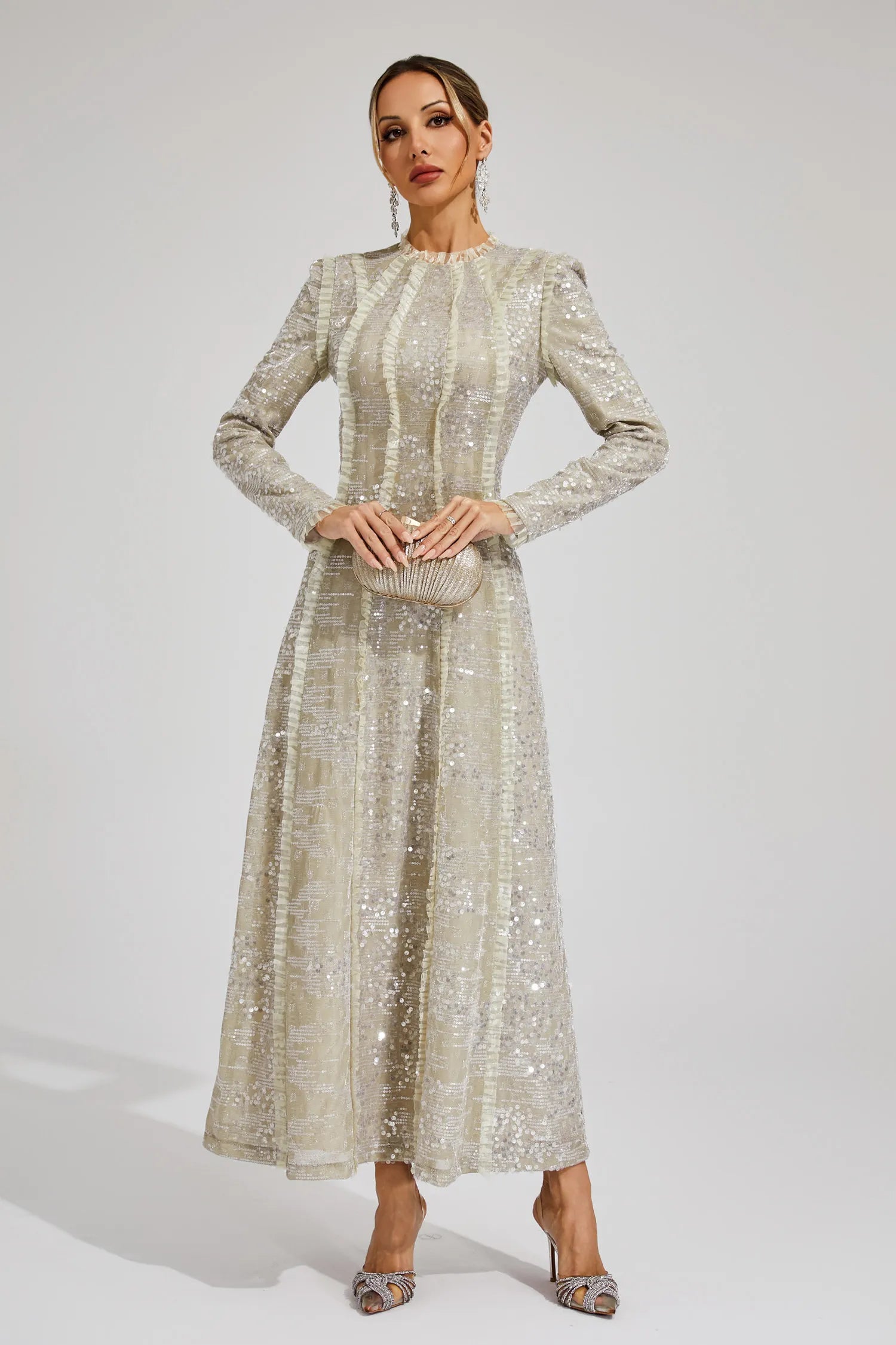 Virelia – Sequin elegance – Maxi dress-10174852235591-Ivory Ombre