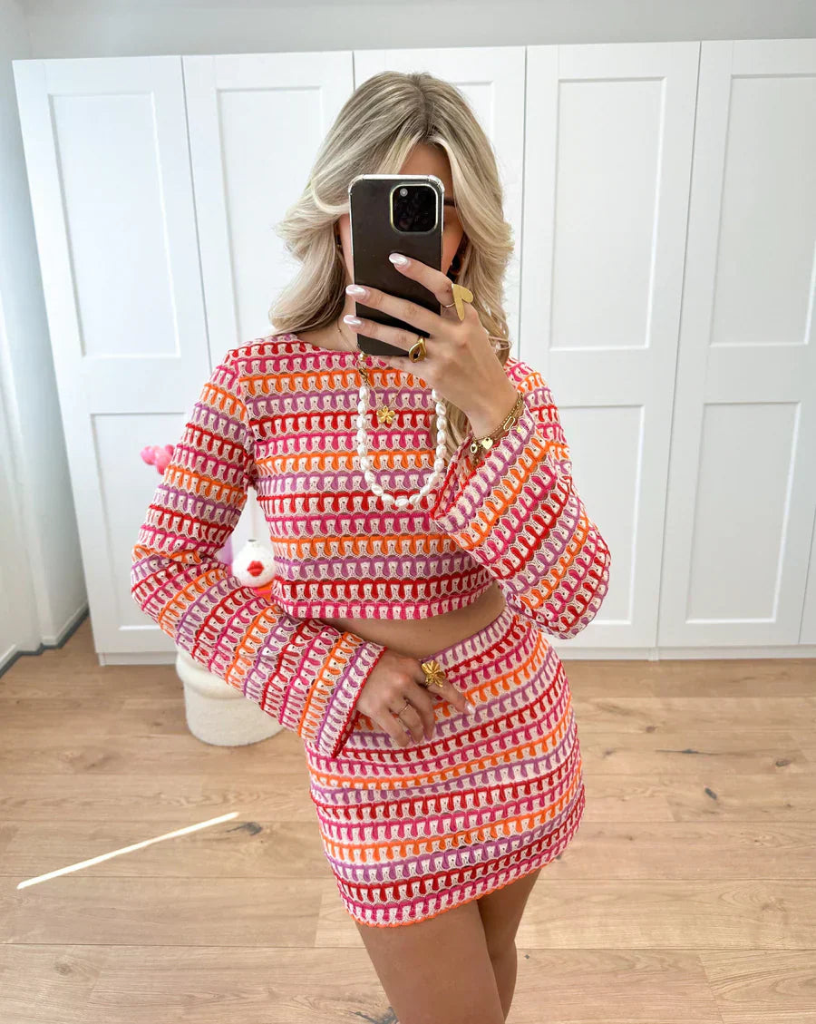 Vivaya – Retro print – Two-piece co-ord set-10174851187015-Ivory Ombre
