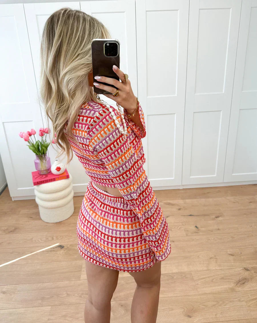 Vivaya – Retro print – Two-piece co-ord set-10174851187015-Ivory Ombre