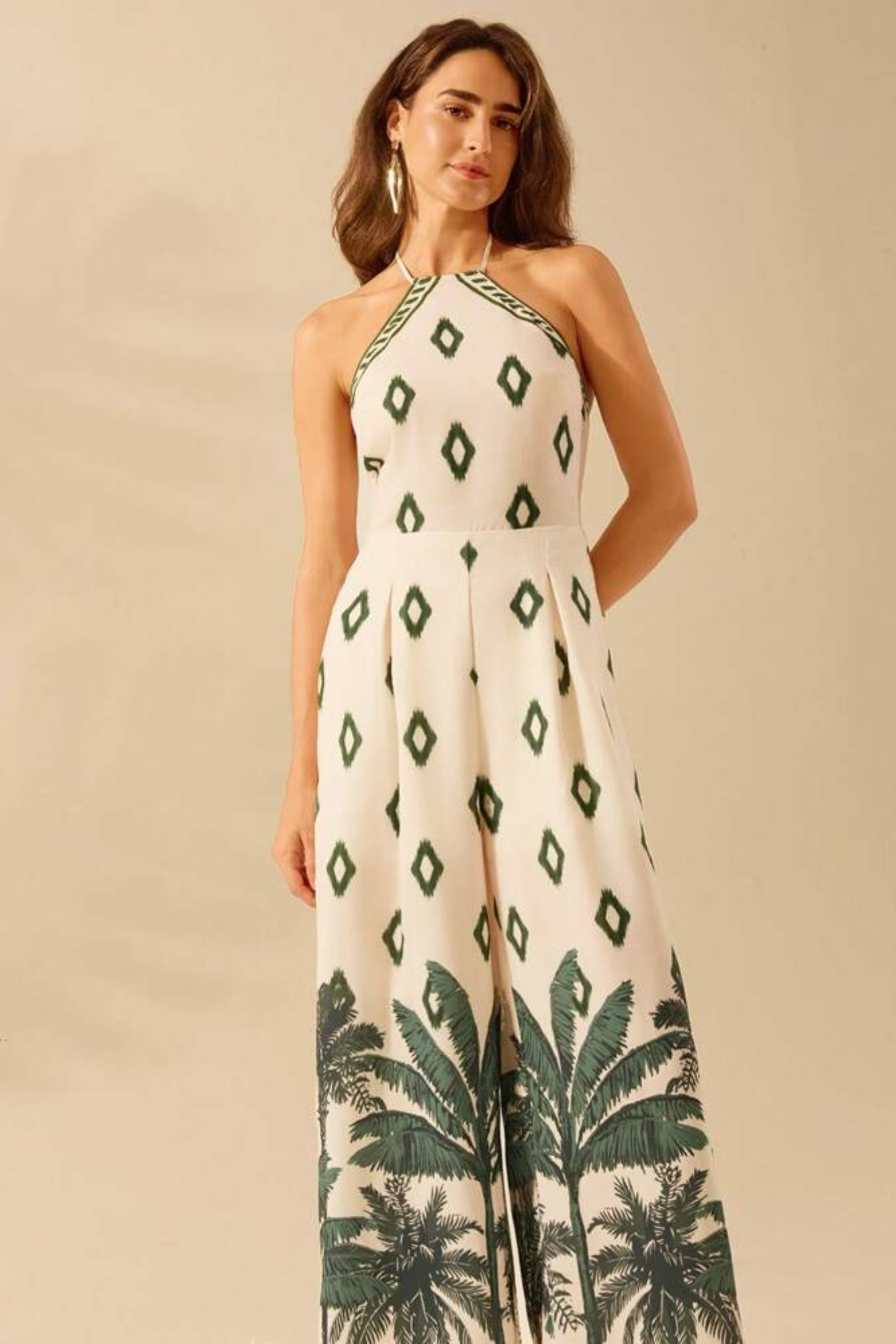 Vivenza – Bohemian bloom – Halterneck jumpsuit-10199537779015-Ivory Ombre