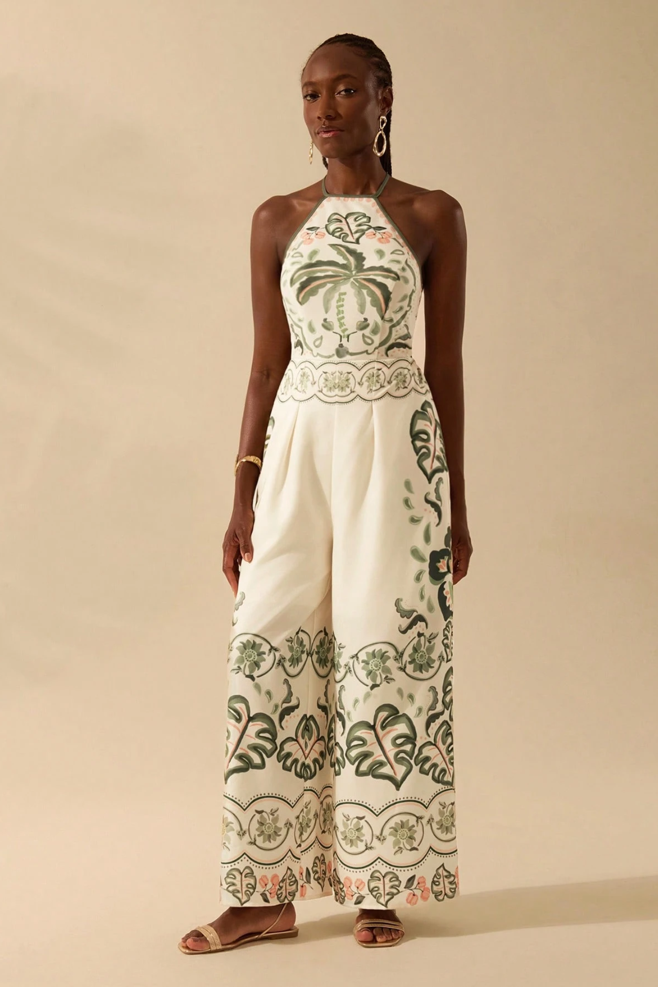 Vivenza – Bohemian bloom – Halterneck jumpsuit-10199537779015-Ivory Ombre