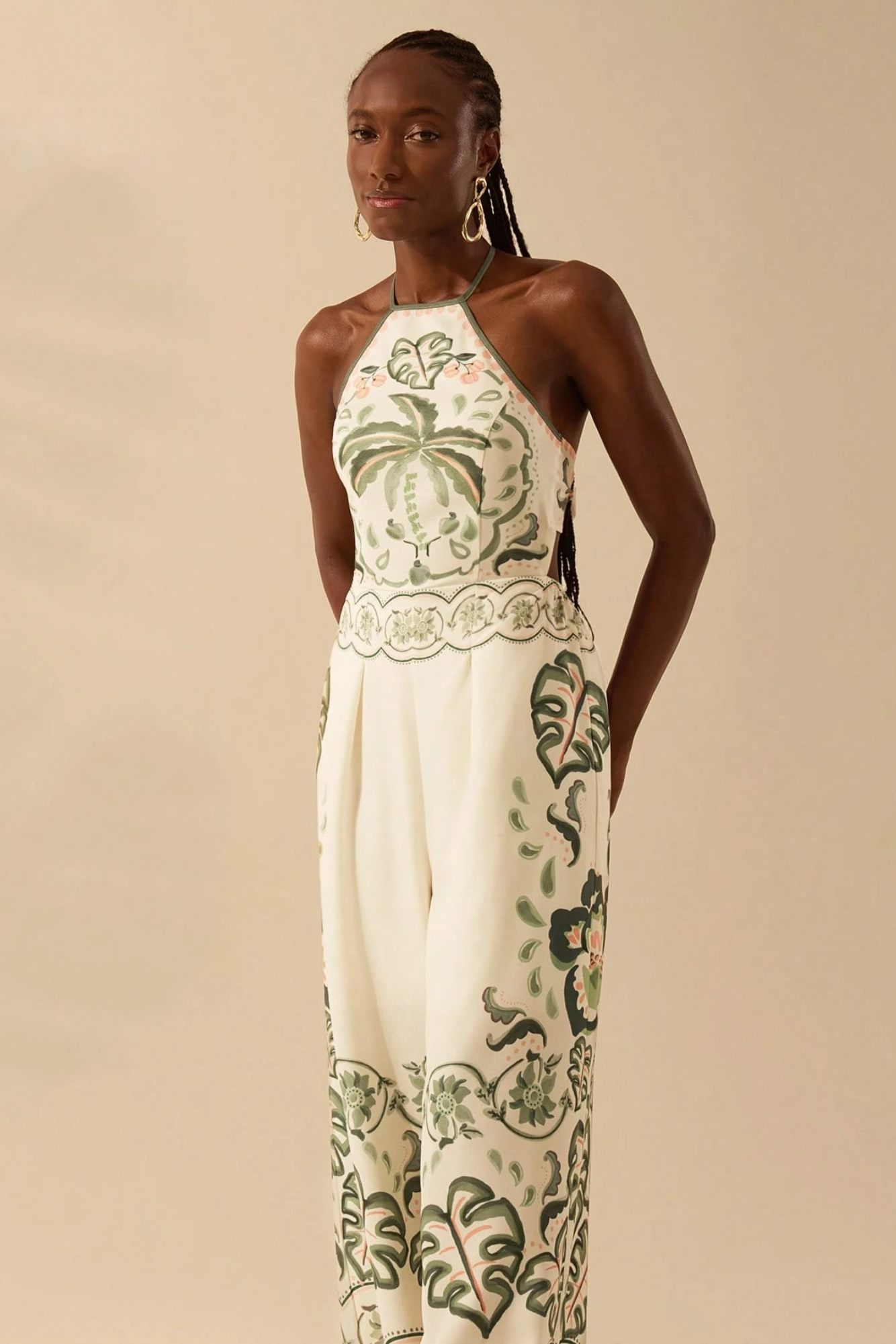 Vivenza – Bohemian bloom – Halterneck jumpsuit-10199537779015-Ivory Ombre