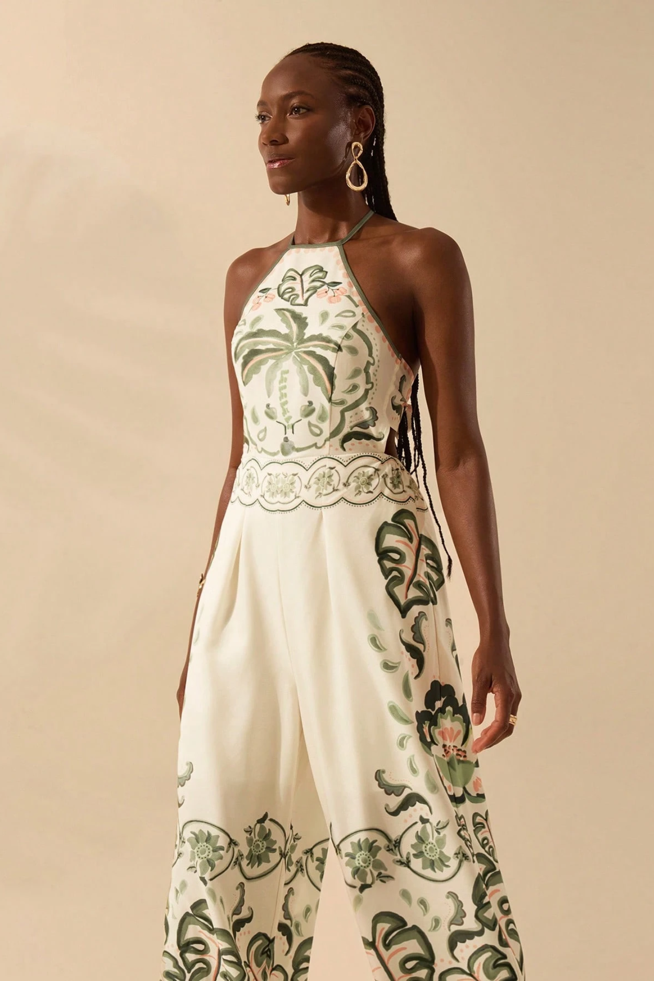 Vivenza – Bohemian bloom – Halterneck jumpsuit-10199537779015-Ivory Ombre