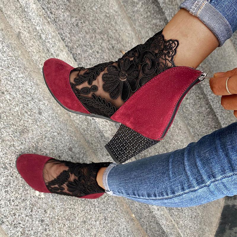 Viviana – Floral mesh – Ankle boots-10174759600455-Ivory Ombre