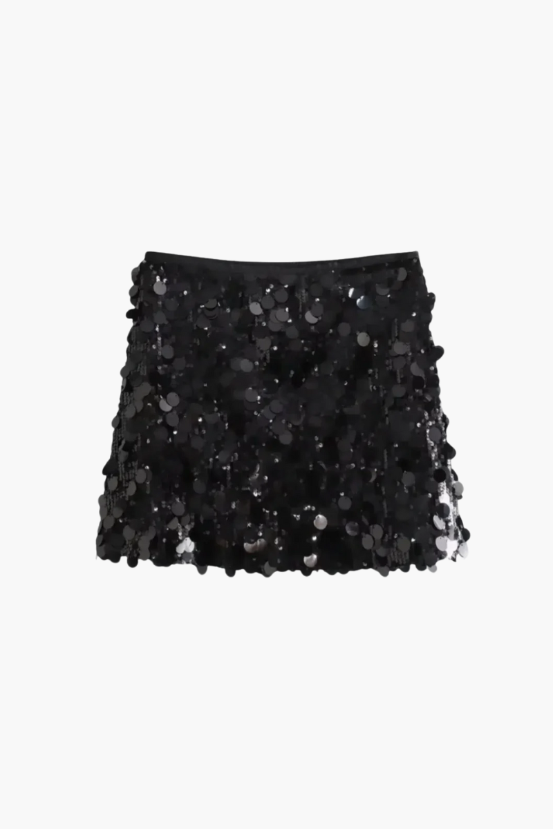 Zaira – Radiant sparkle – Glitter mini skirt-10174843650375-Ivory Ombre