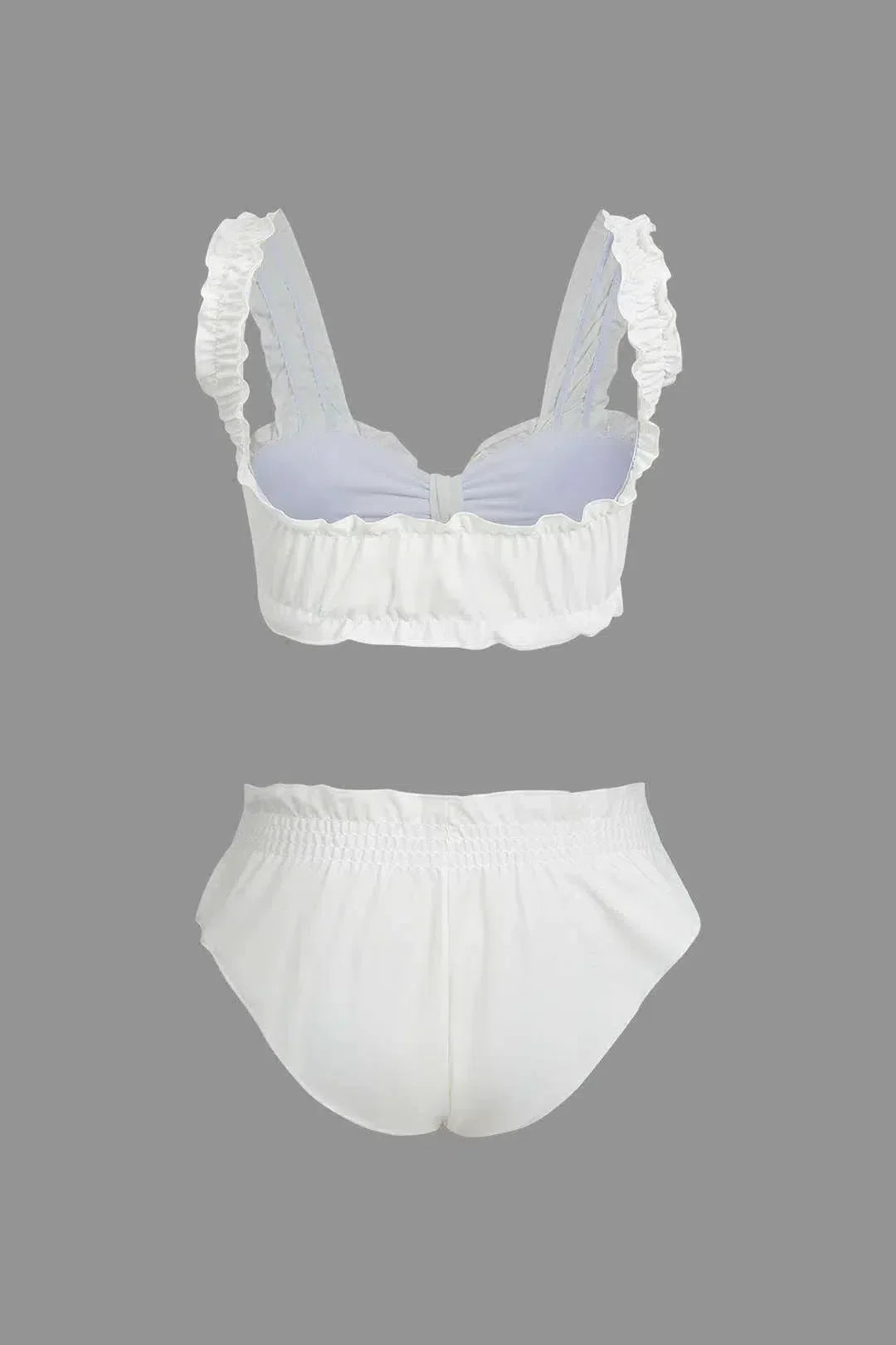 Ziraya – Feminine design – Frill trim bikini set-10174708580679-Ivory Ombre
