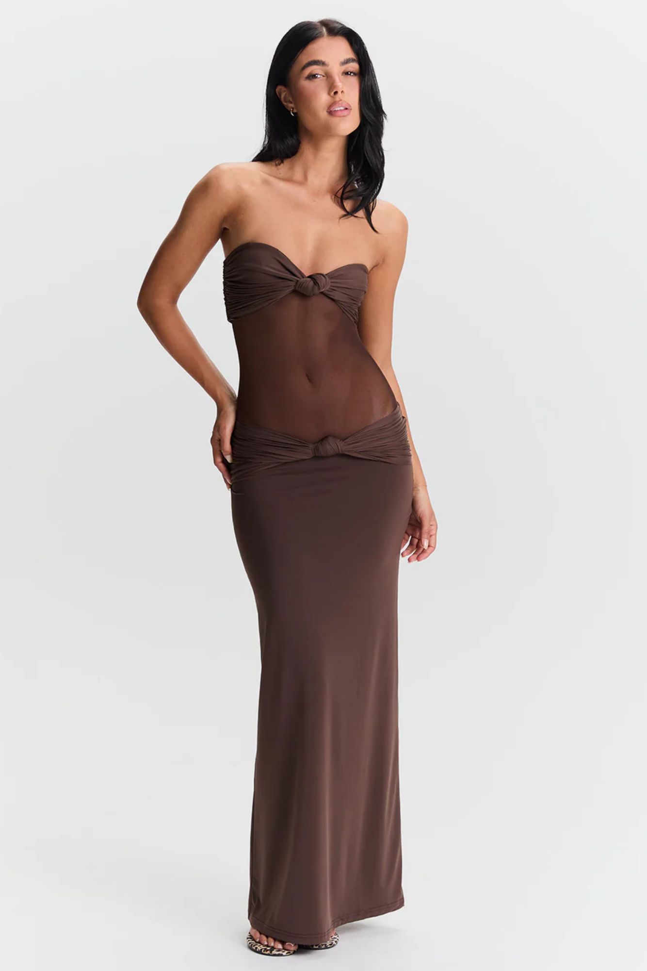 Zoie – Sheer twist detail – Strapless maxi dress-10174847025479-Ivory Ombre