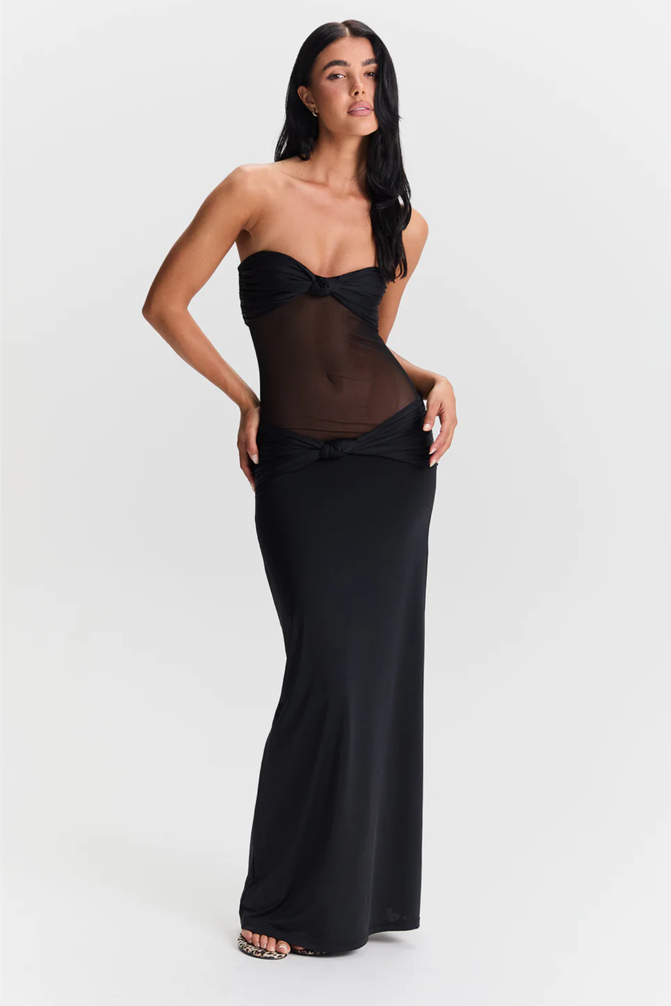 Zoie – Sheer twist detail – Strapless maxi dress-10174847025479-Ivory Ombre